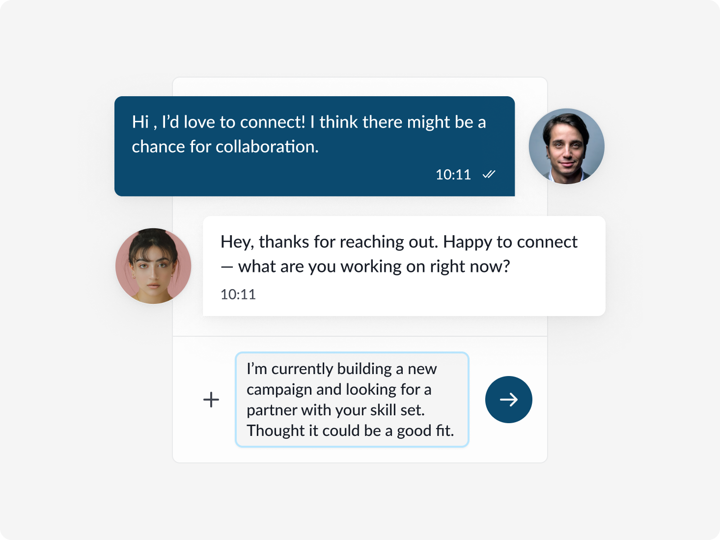 Chat conversation in the Heavy Chef app
